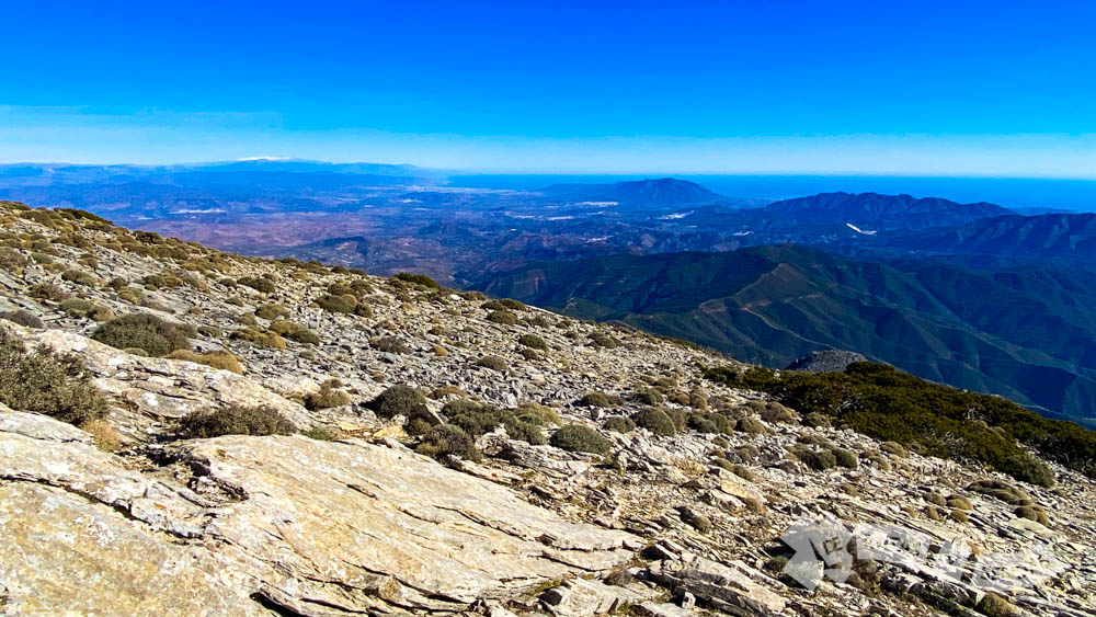 Cerrando el horizonte las Sierras de Tejeda y Almijara y Sierra Nevada